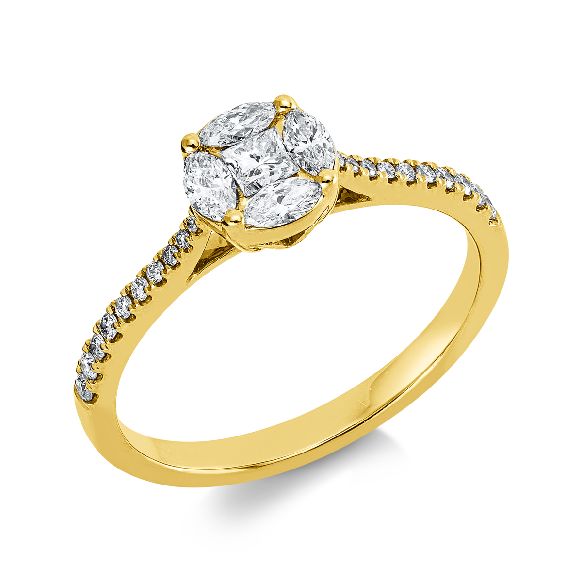 marquise  illusion classic ring in yellow gold