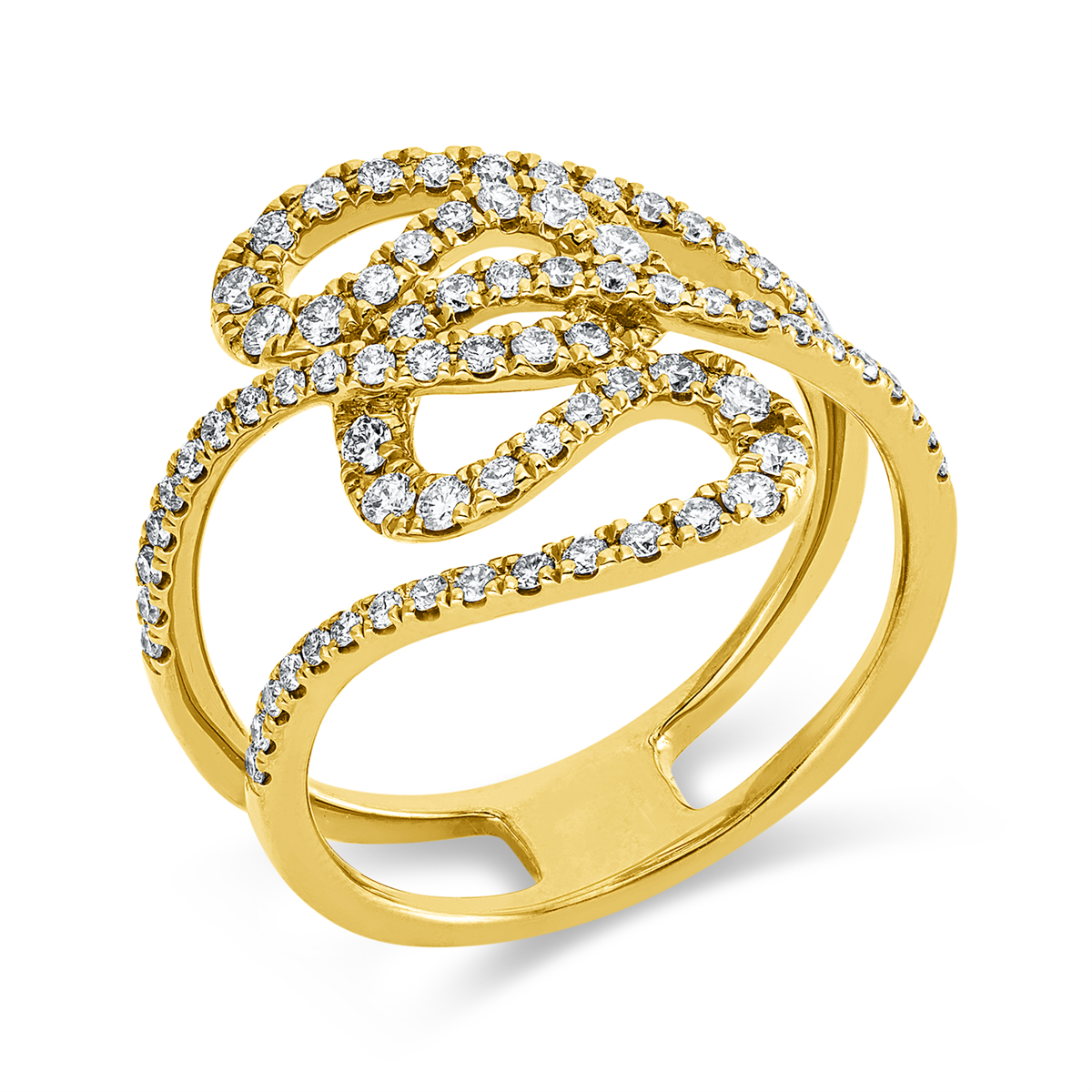 diamond full cut  multi-stone ring in yellow gold
