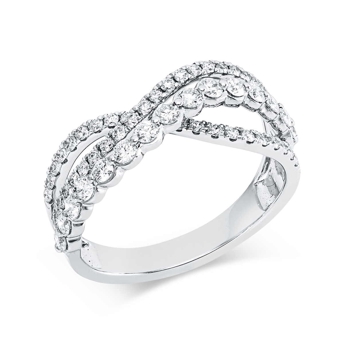 diamond full cut  modern woman ring in white gold