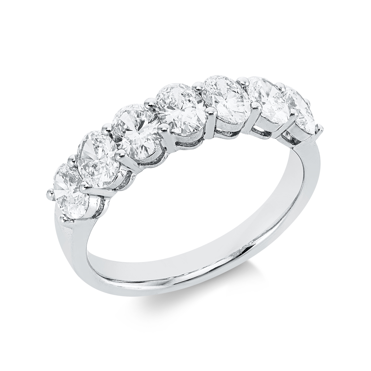 oval  eternity half ring in white gold