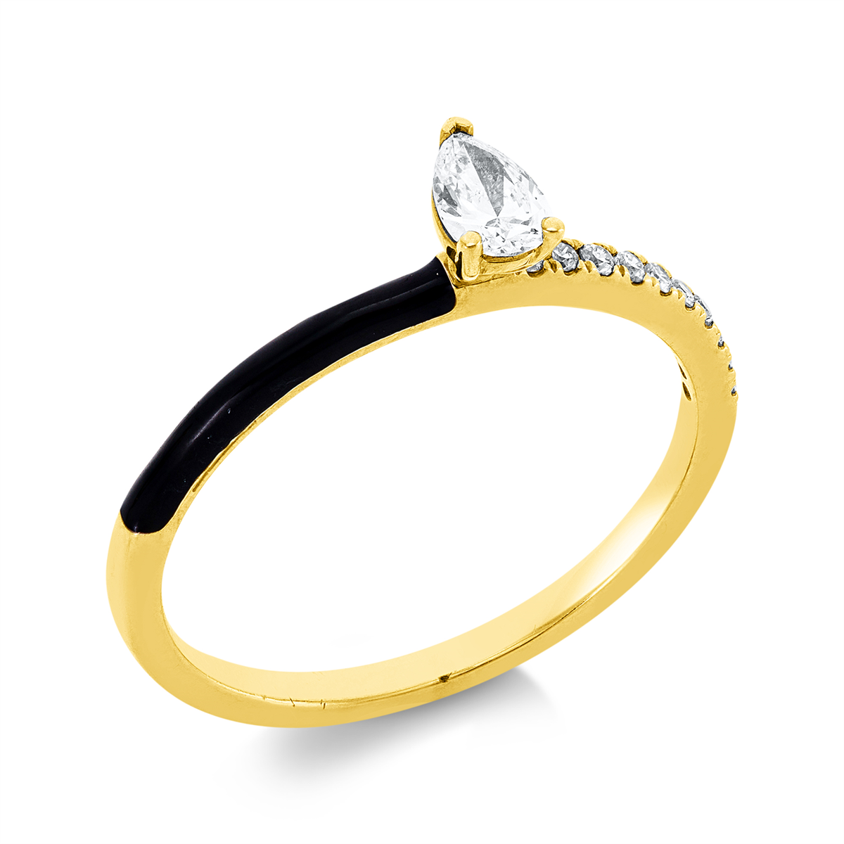 pear shape  modern woman ring in yellow gold