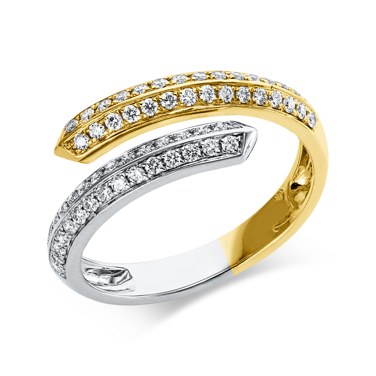 diamond full cut  modern woman ring in white gold / yellow gold