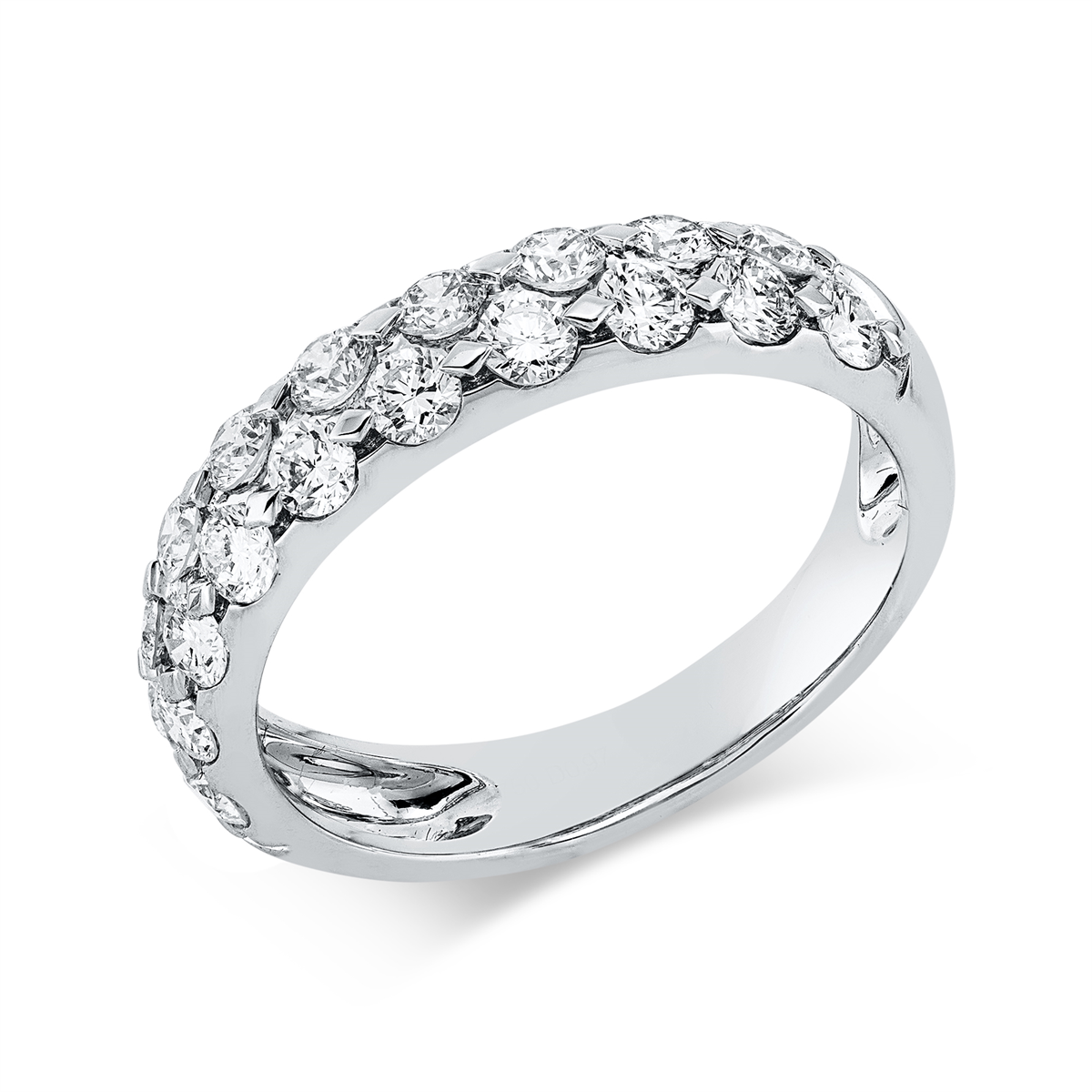 diamond full cut  modern woman ring in white gold