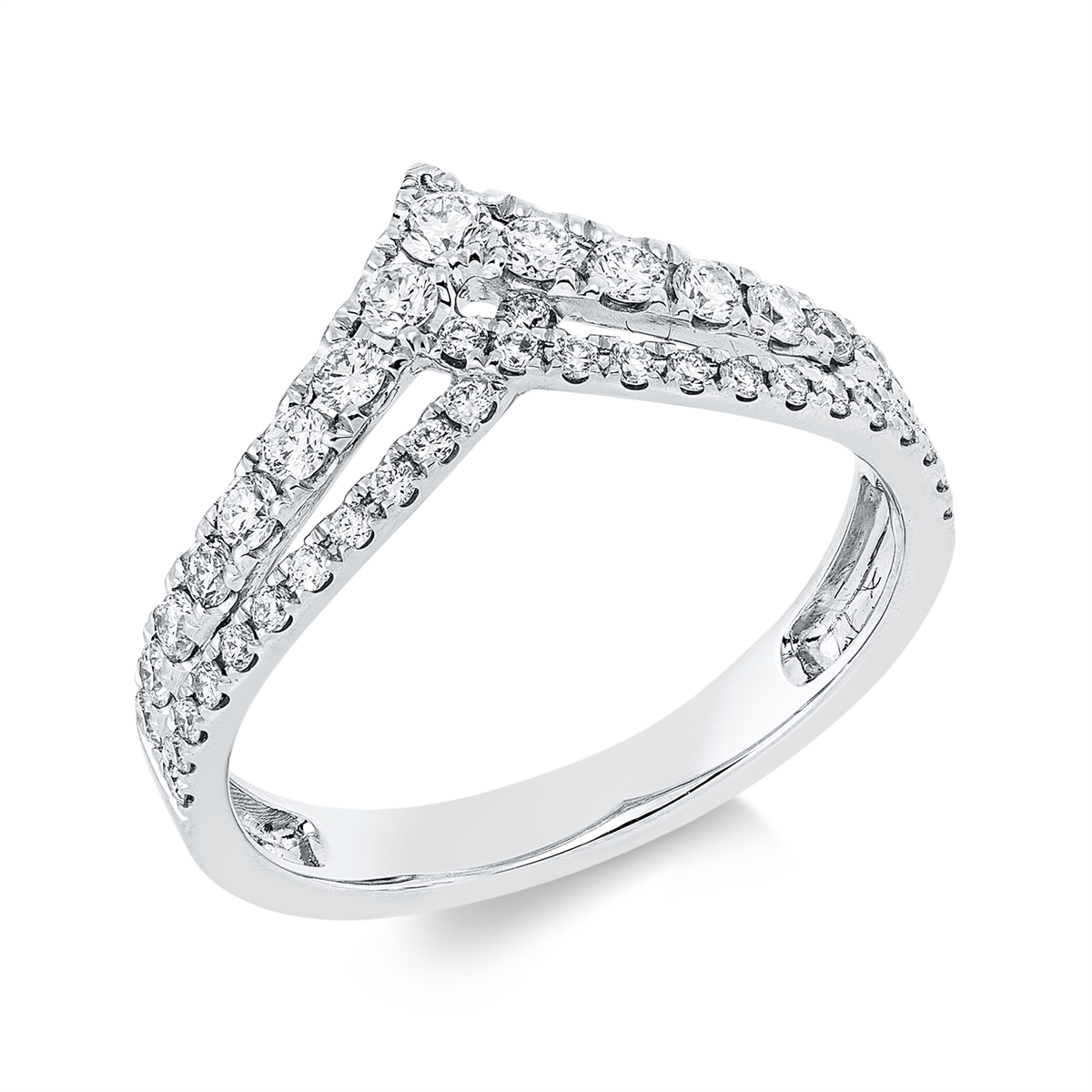 diamond full cut  modern woman ring in white gold