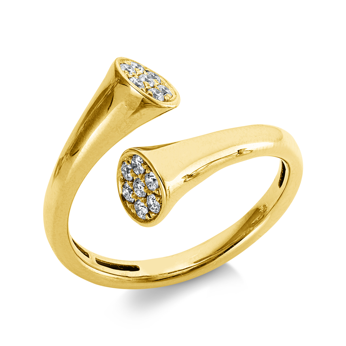 diamond full cut  modern woman ring in yellow gold