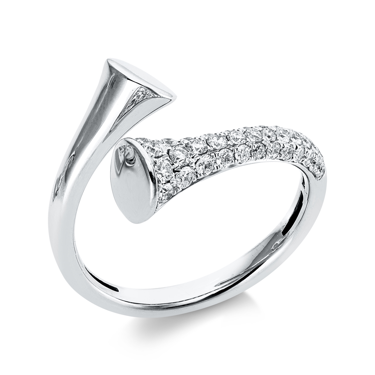 diamond full cut  modern woman ring in white gold