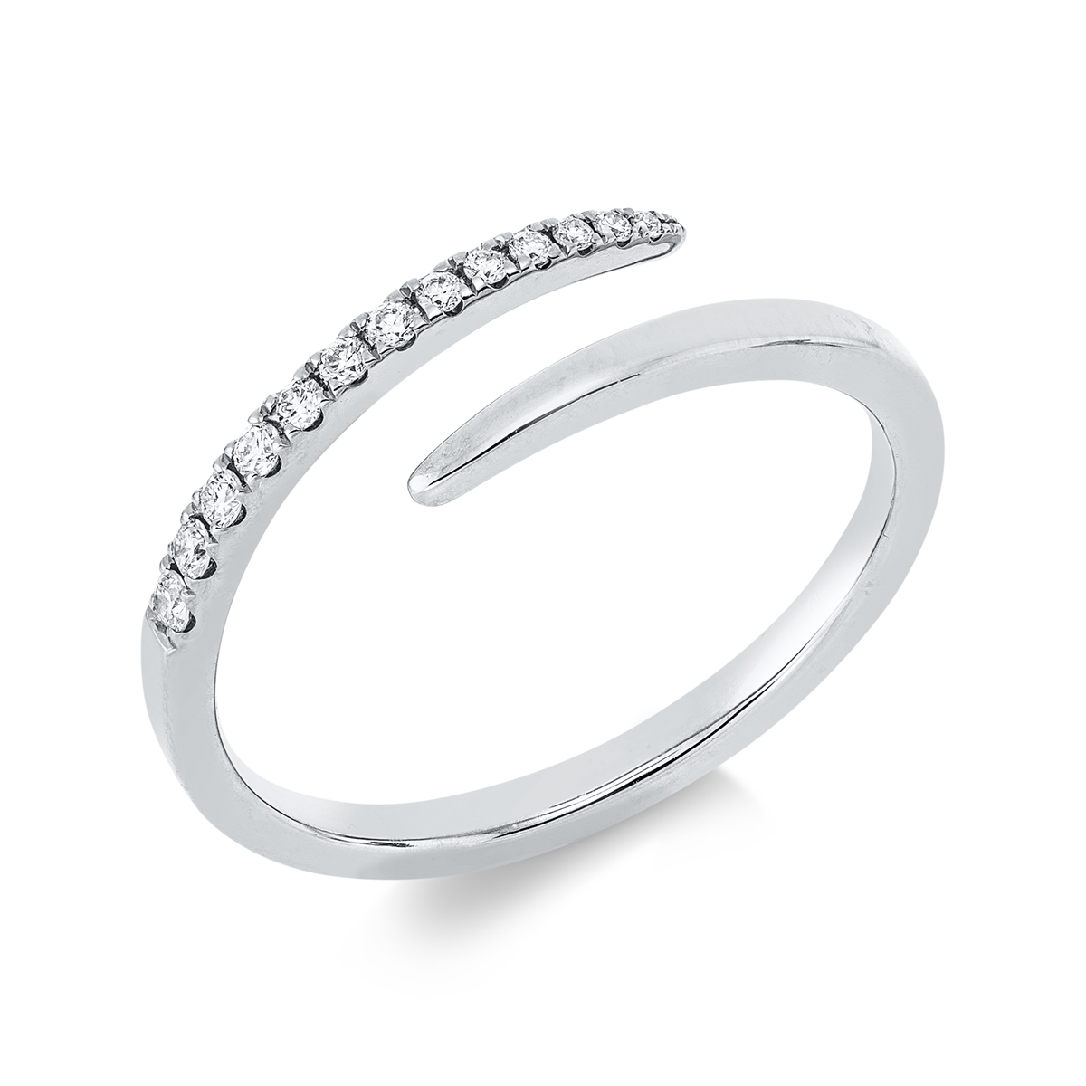 diamond full cut  modern woman ring in white gold