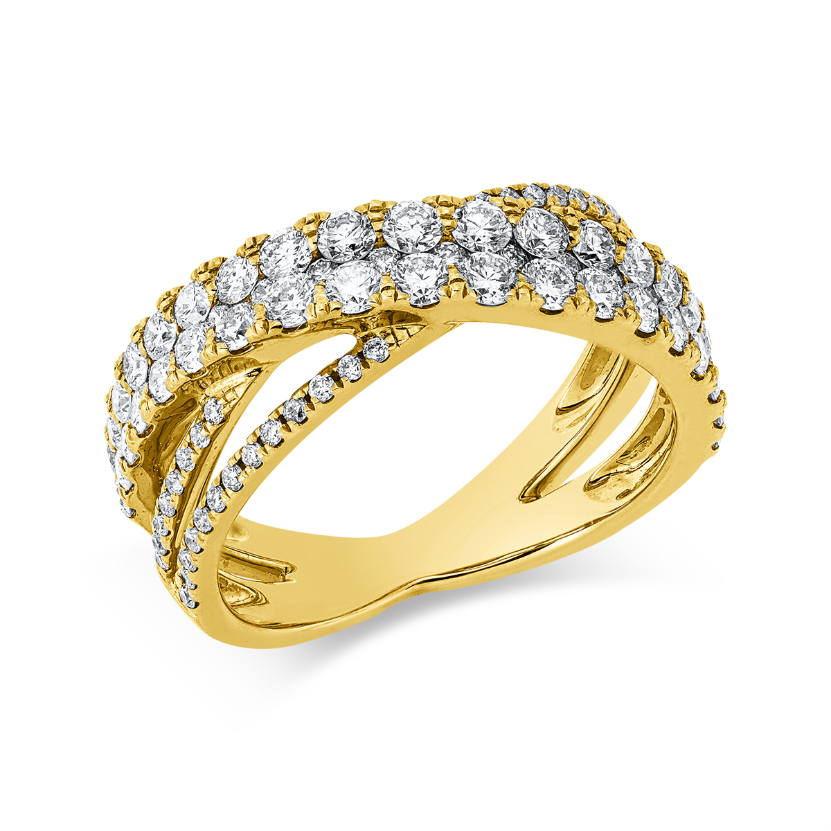 diamond full cut  modern woman ring in yellow gold