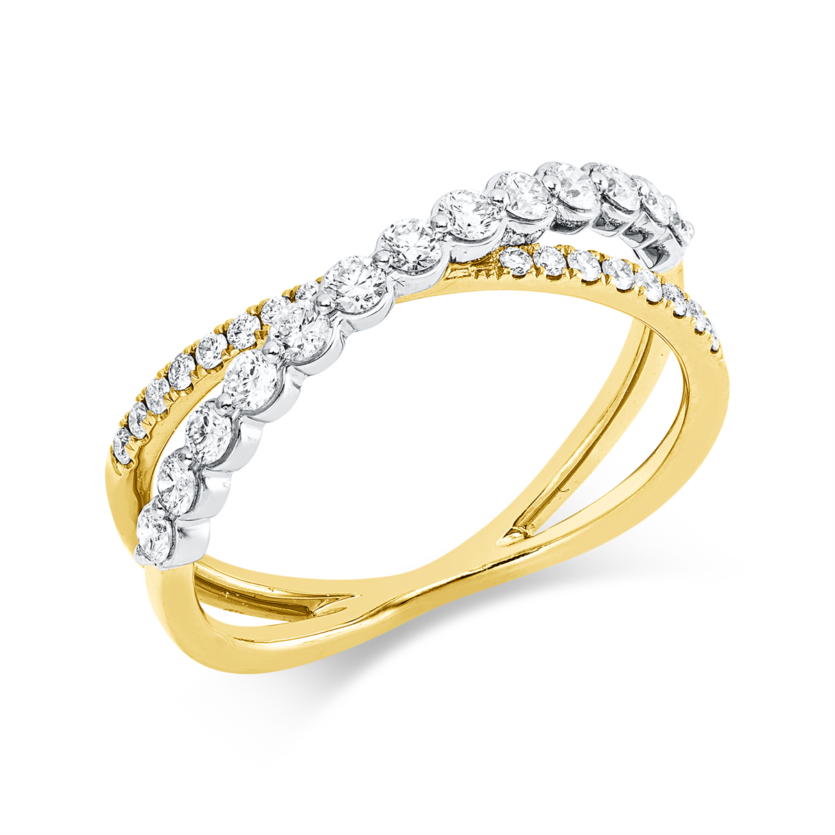 diamond full cut  modern woman ring in yellow gold / white gold
