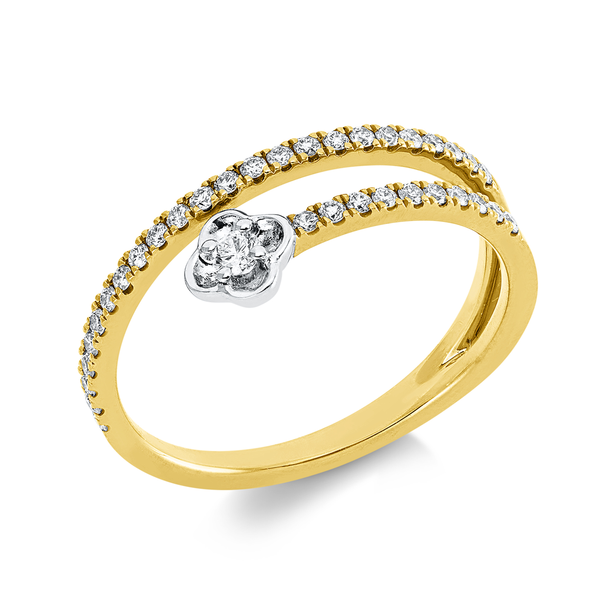 diamond full cut  modern woman ring in yellow gold / white gold