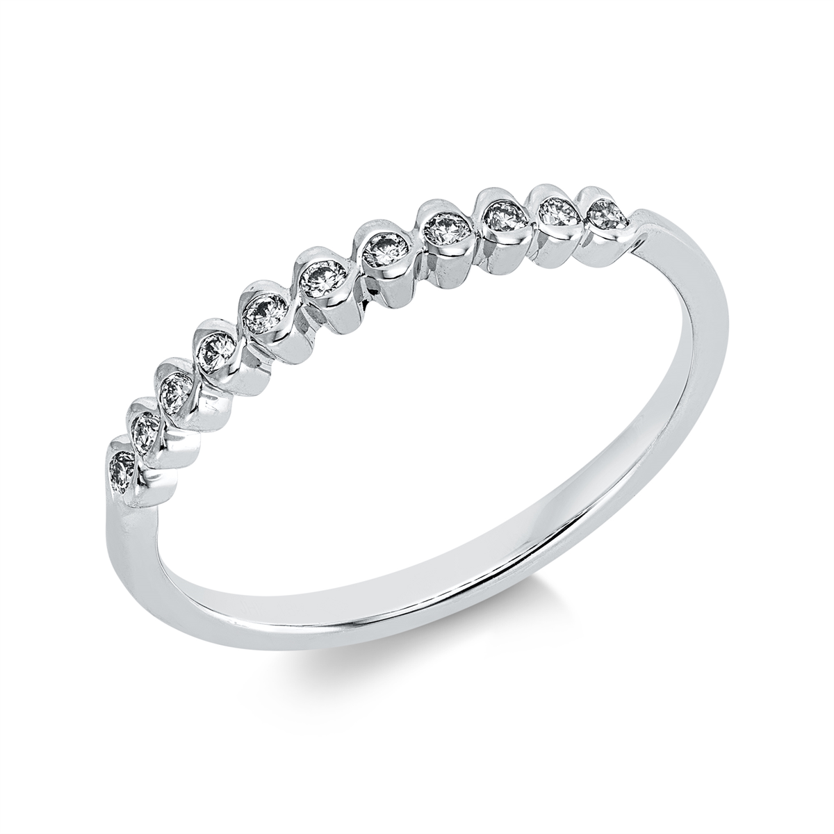 diamond full cut  modern woman ring in white gold