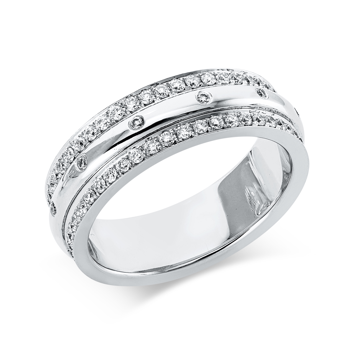diamond full cut  modern woman ring in white gold