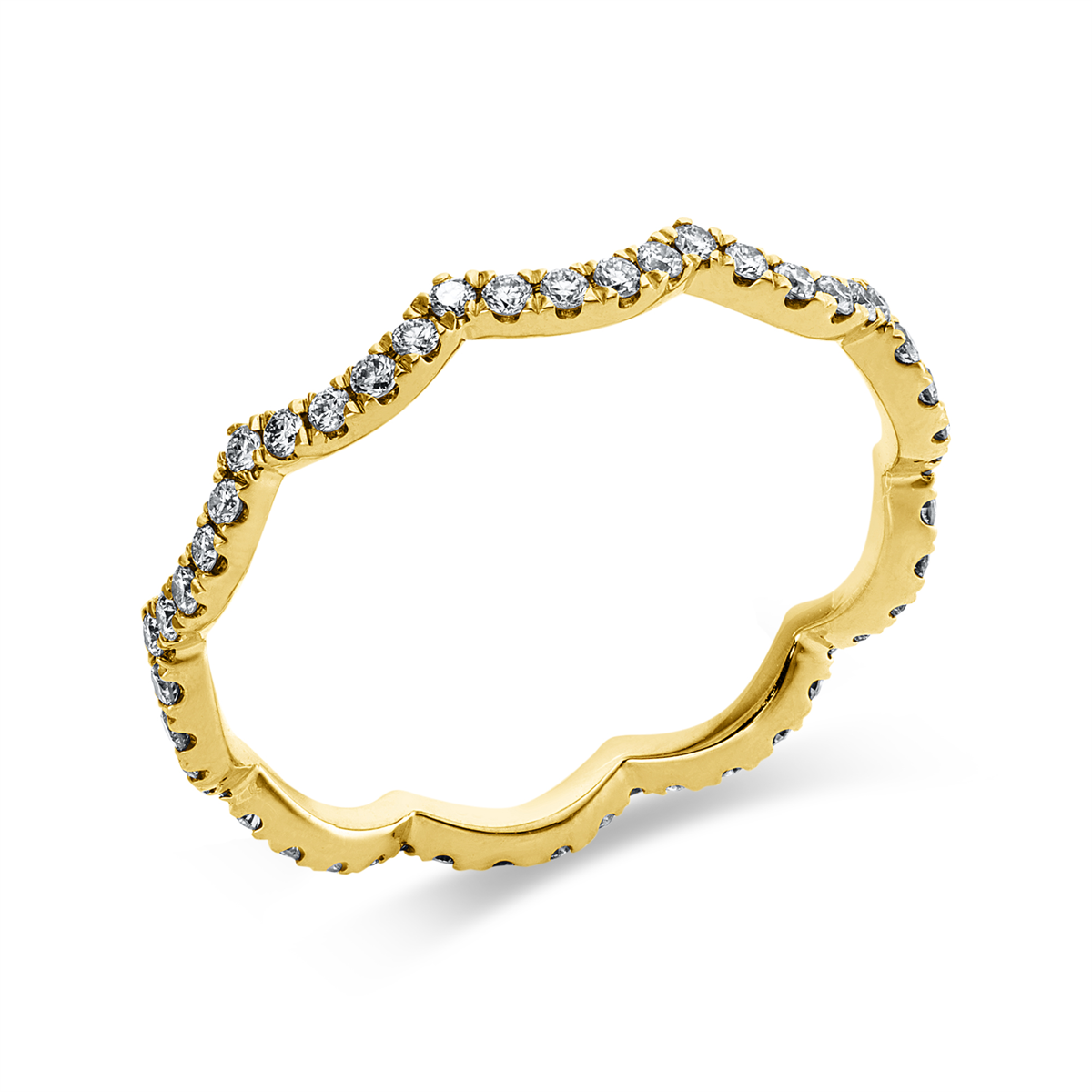 diamond full cut  modern woman ring in yellow gold
