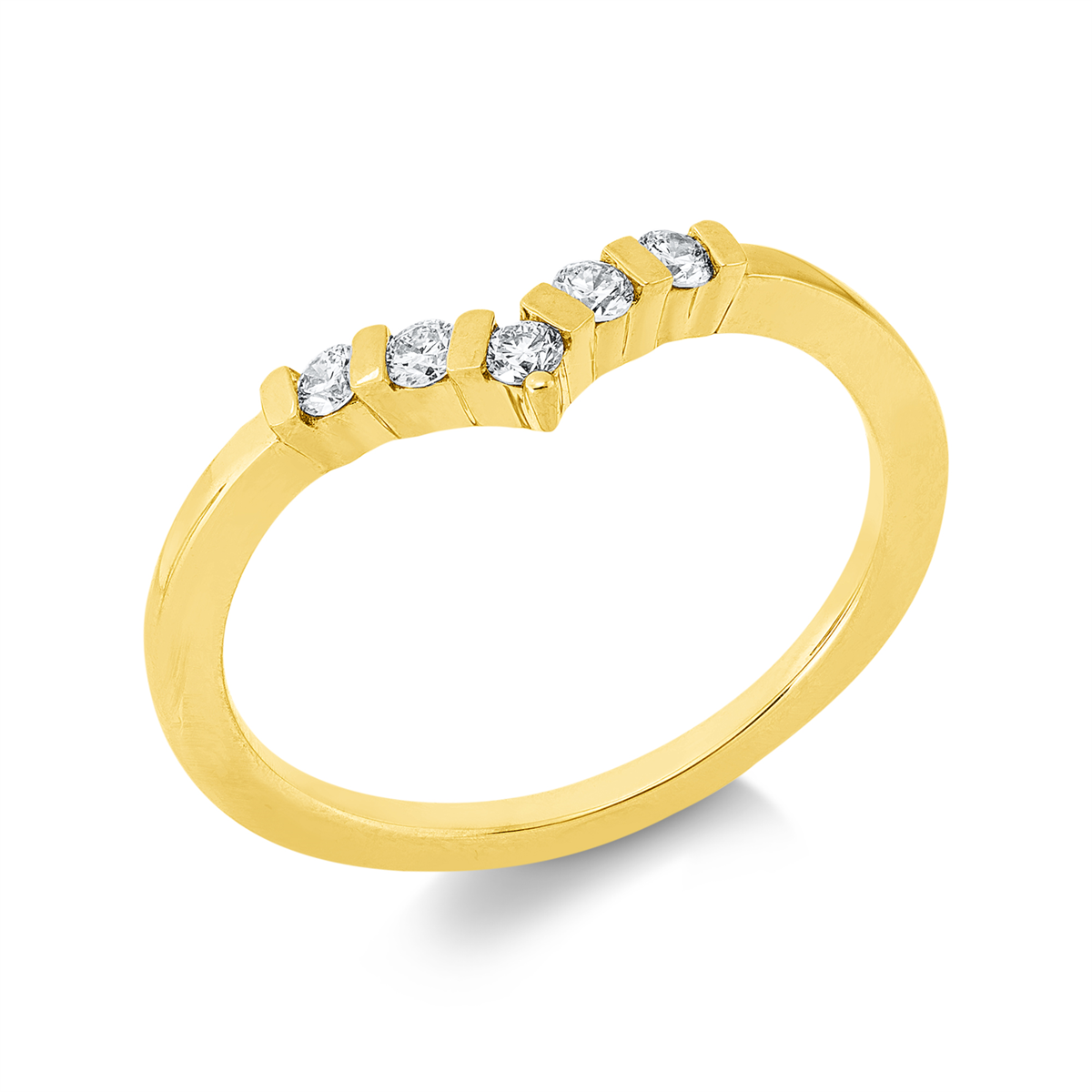 diamond full cut  modern woman ring in yellow gold