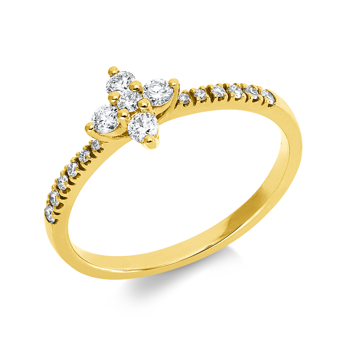 diamond full cut  modern woman ring in yellow gold