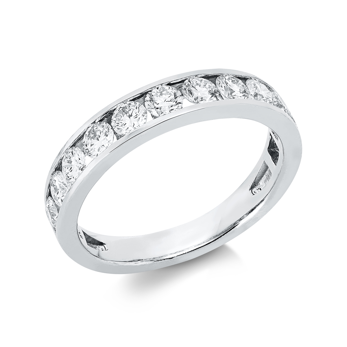 diamond full cut  eternity half ring in white gold