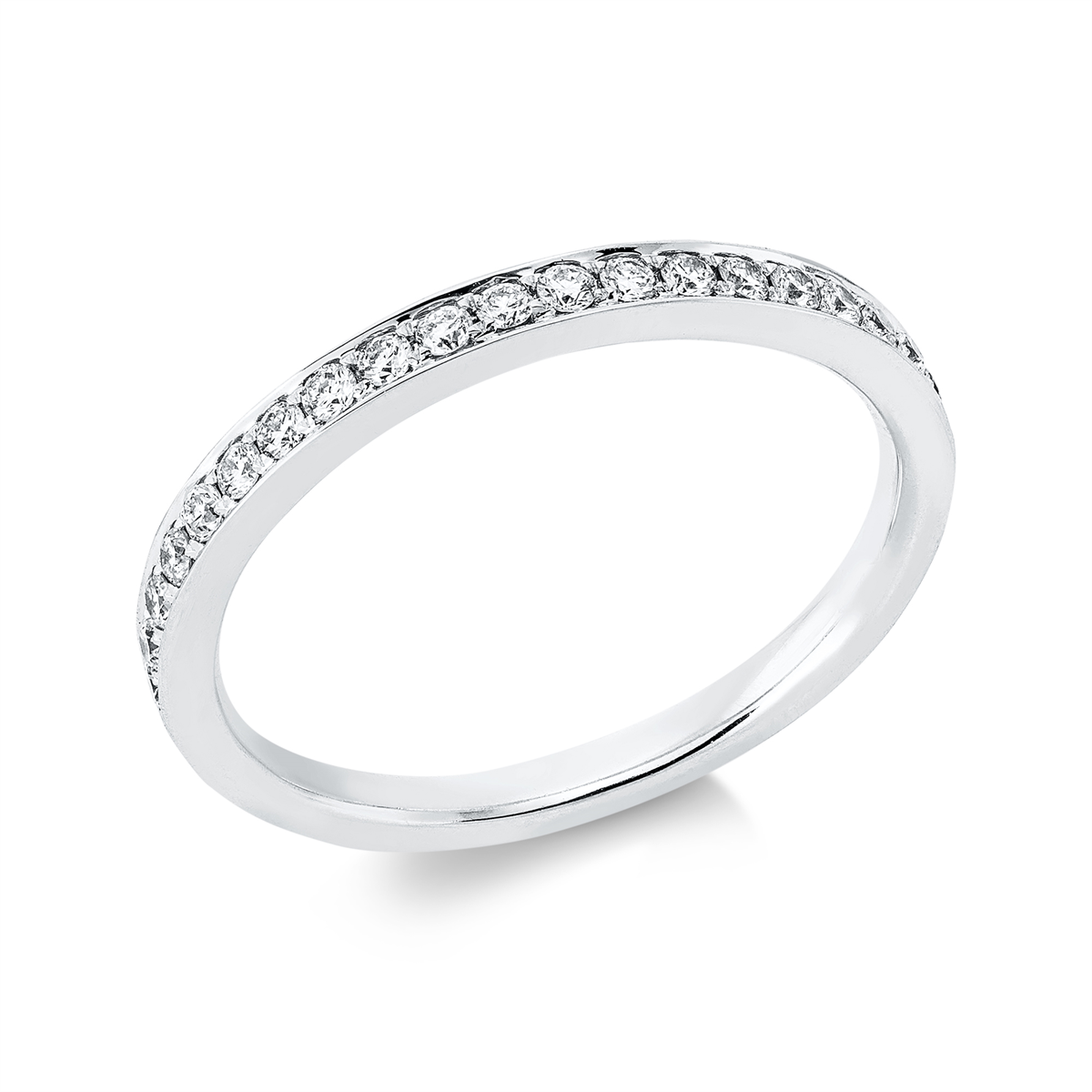 diamond full cut  eternity half ring in white gold
