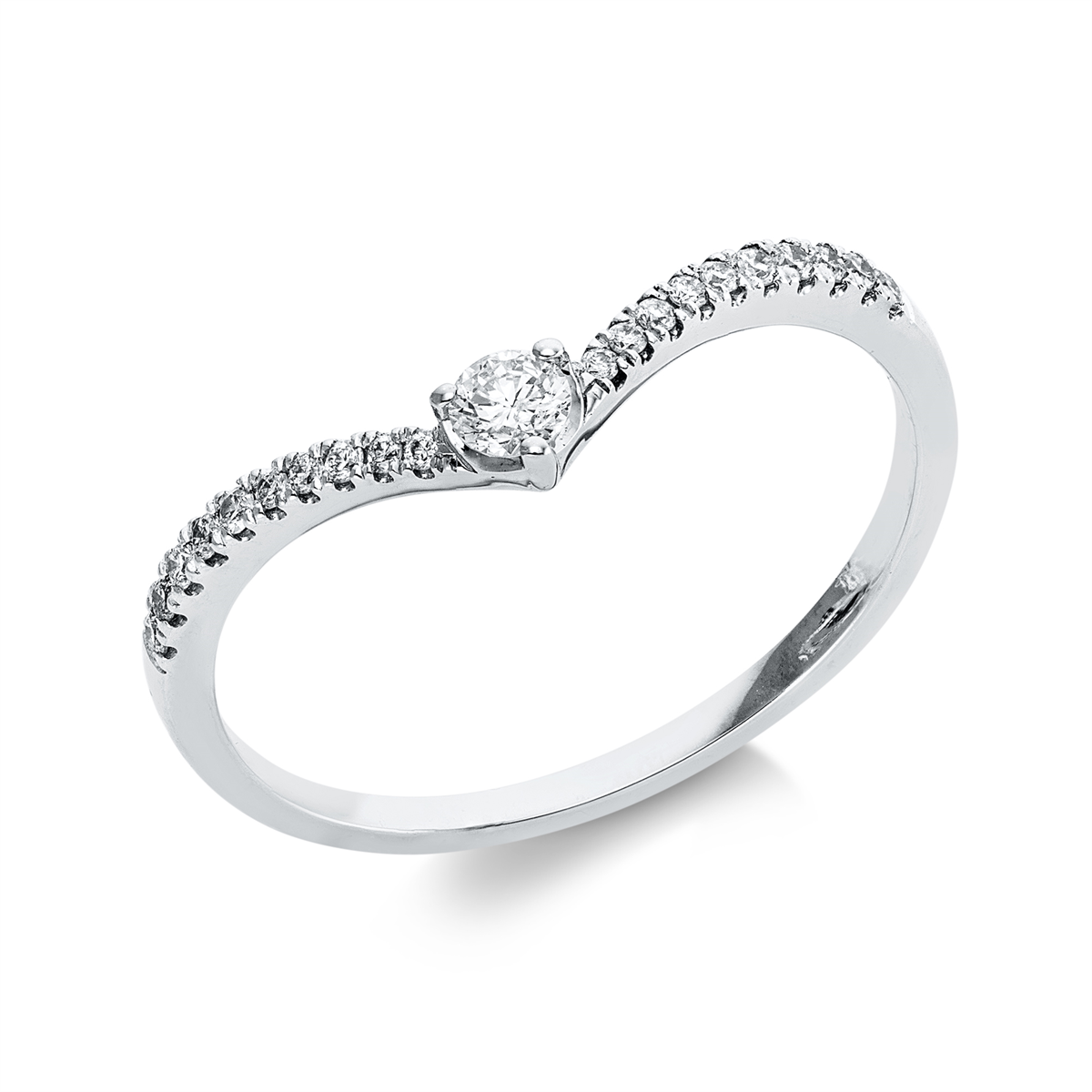 diamond full cut  modern woman ring in white gold