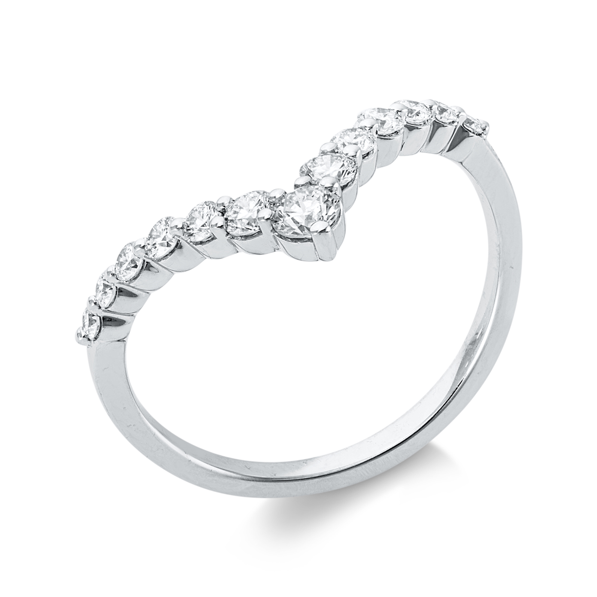 diamond full cut  modern woman ring in white gold