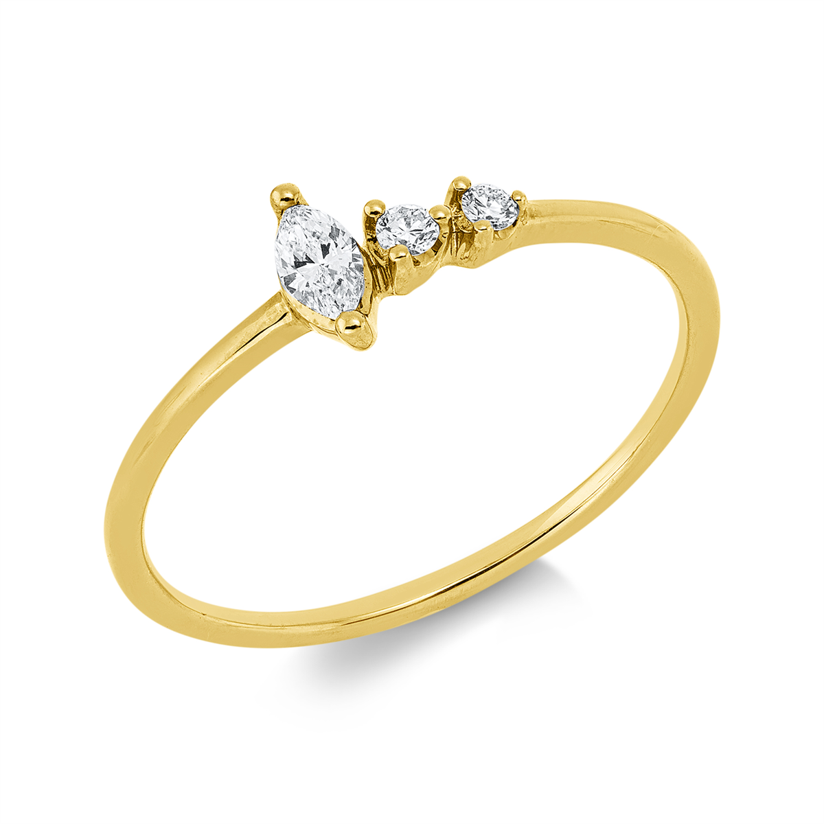 marquise  modern woman ring in yellow gold