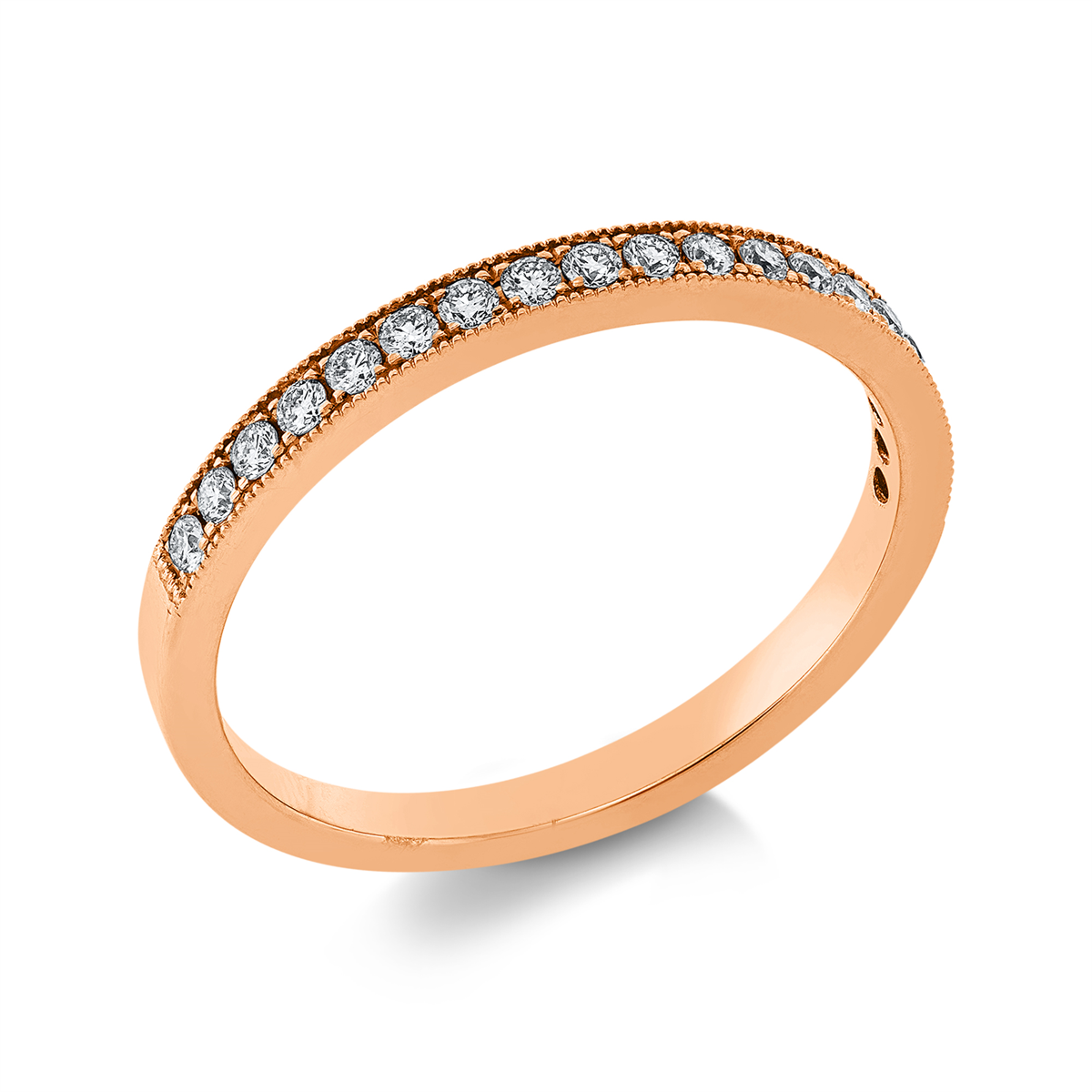diamond full cut  eternity half ring in red gold