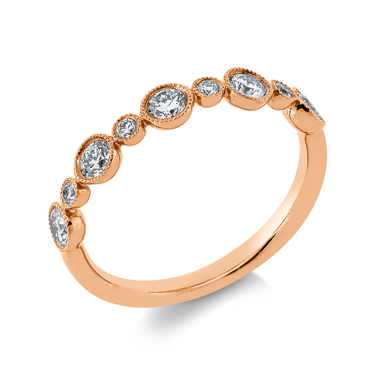 diamond full cut  modern woman ring in red gold