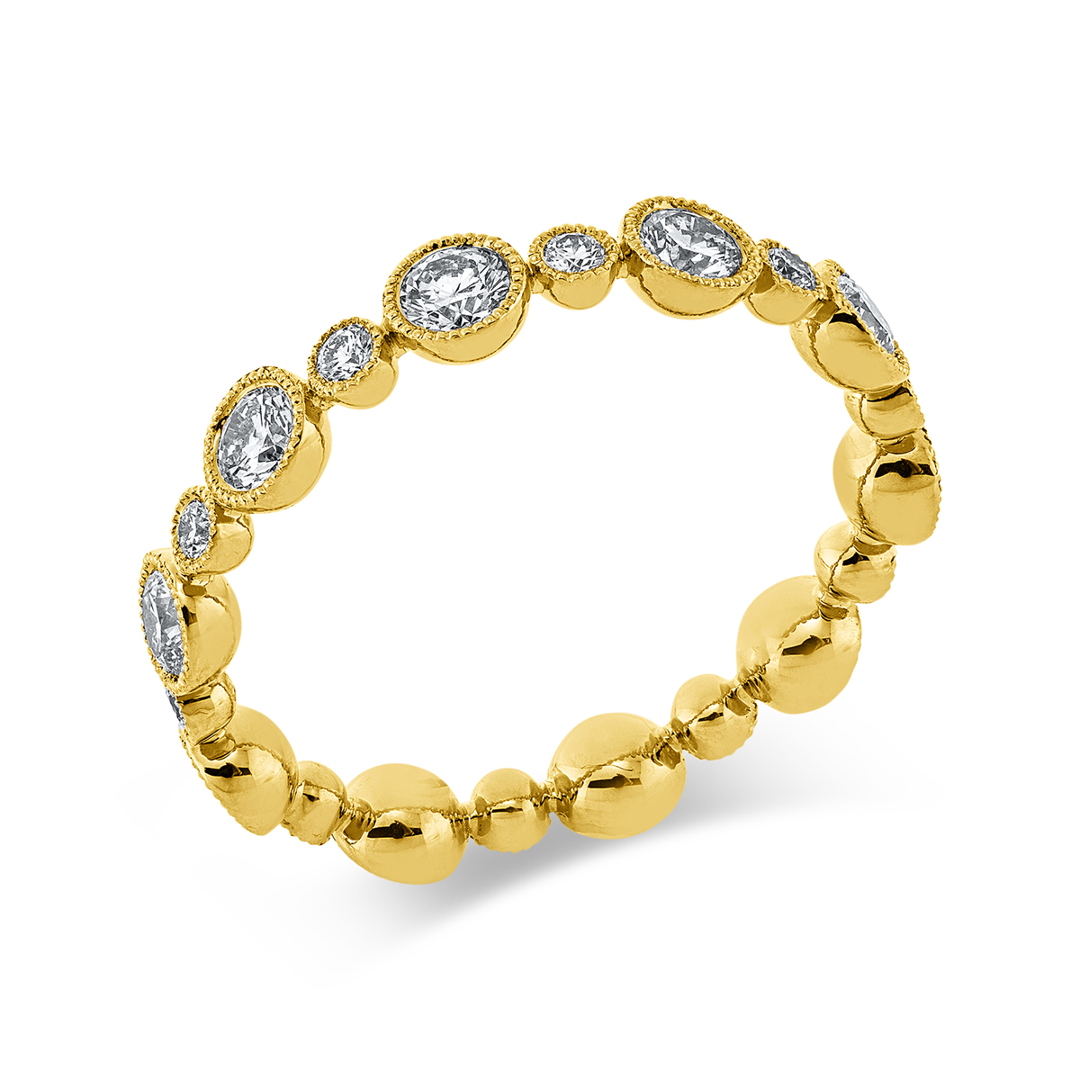 diamond full cut  modern woman ring in yellow gold