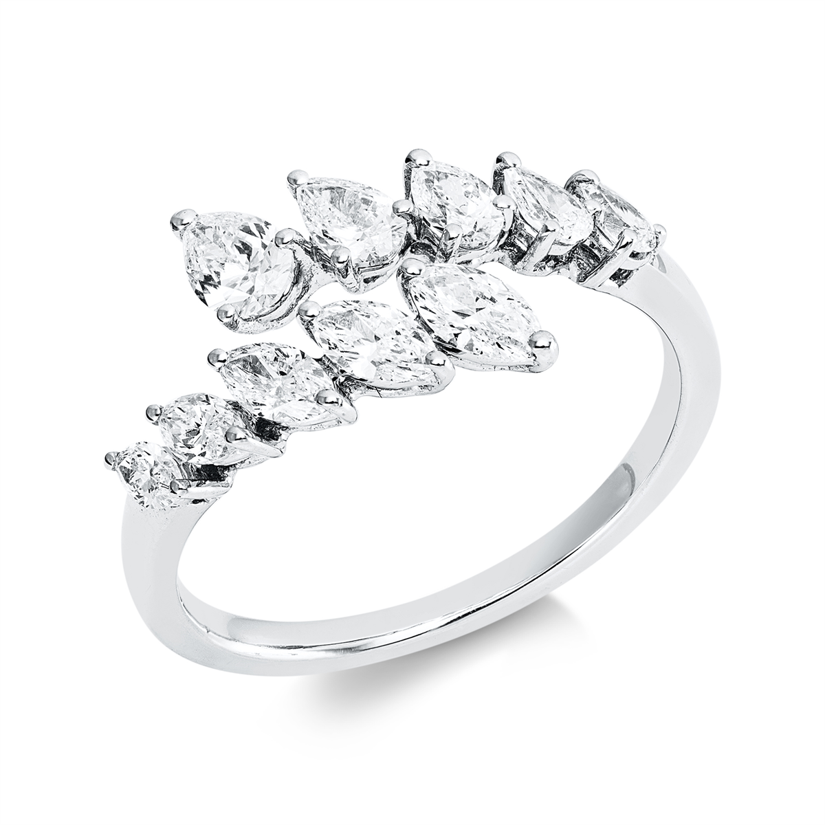 pear shape  modern woman ring in white gold