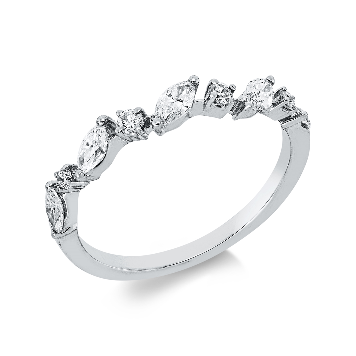 marquise  modern woman ring in white gold