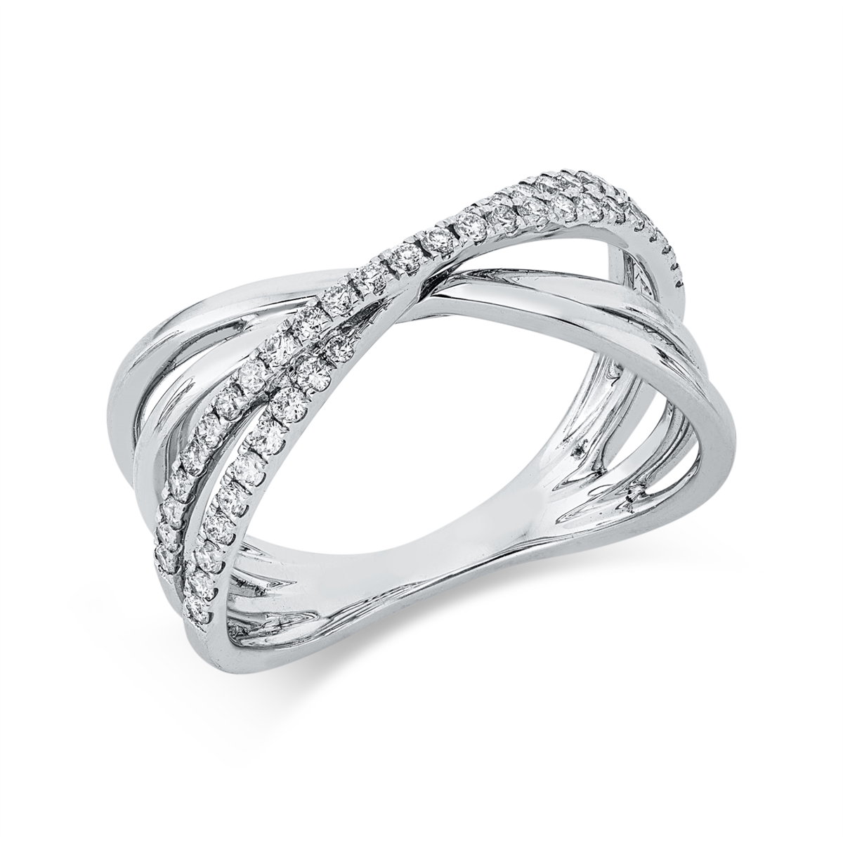 diamond full cut  modern woman ring in white gold