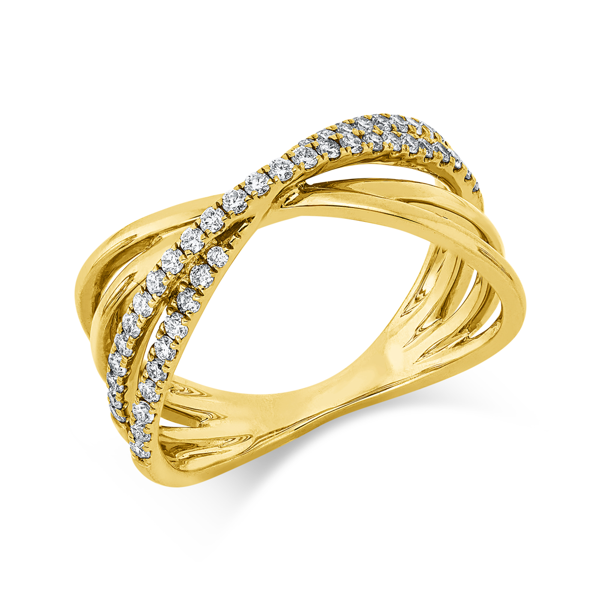 diamond full cut  modern woman ring in yellow gold