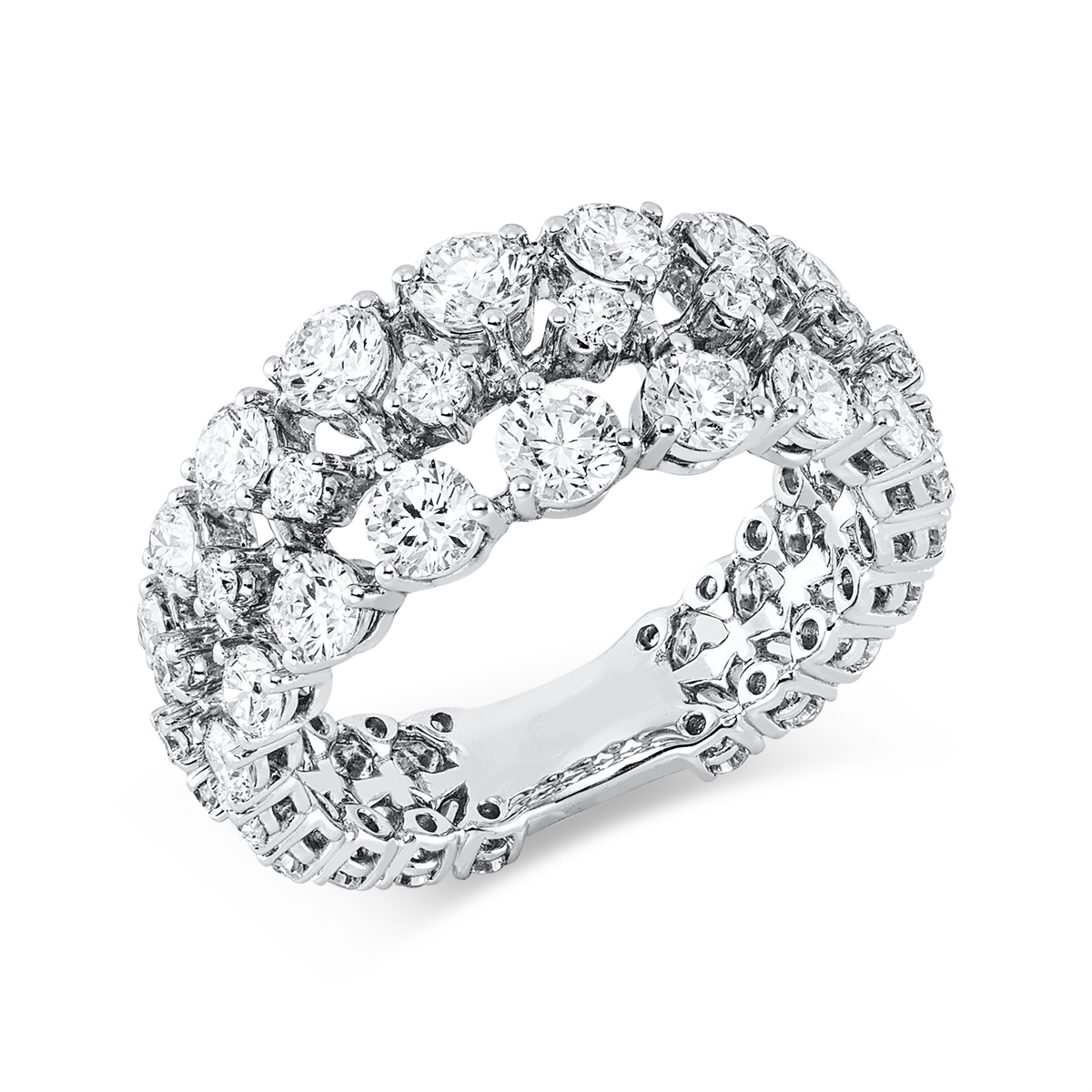 diamond full cut  modern woman ring in white gold