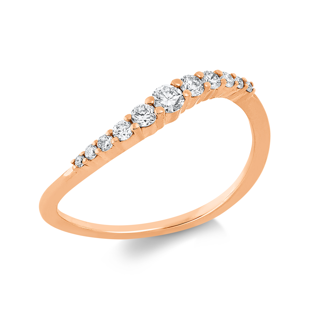diamond full cut  modern woman ring in red gold