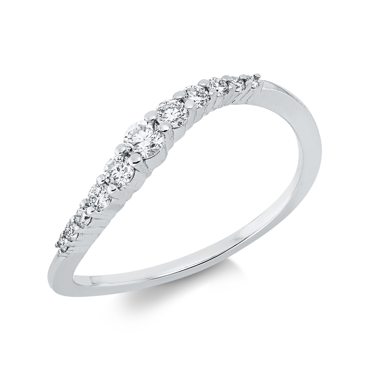 diamond full cut  modern woman ring in white gold