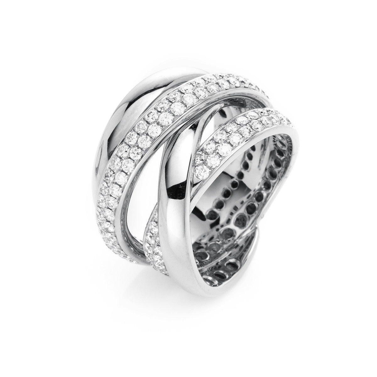 diamond full cut  pavé ring in white gold