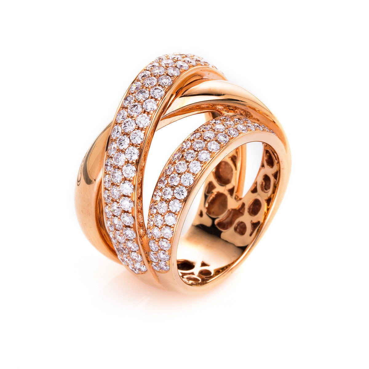 diamond full cut  pavé ring in red gold