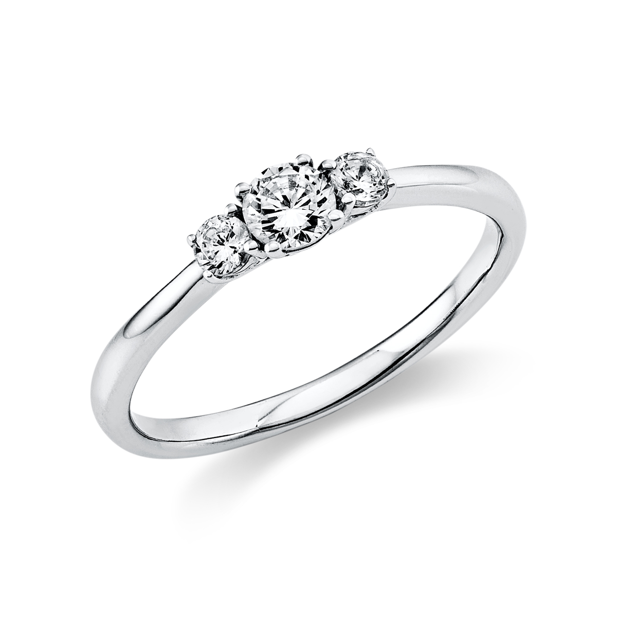 diamond full cut  solitaire with accent stones ring in white gold