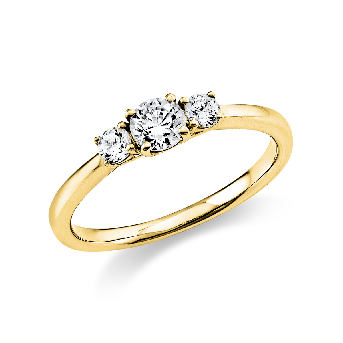 diamond full cut  solitaire with accent stones ring in yellow gold