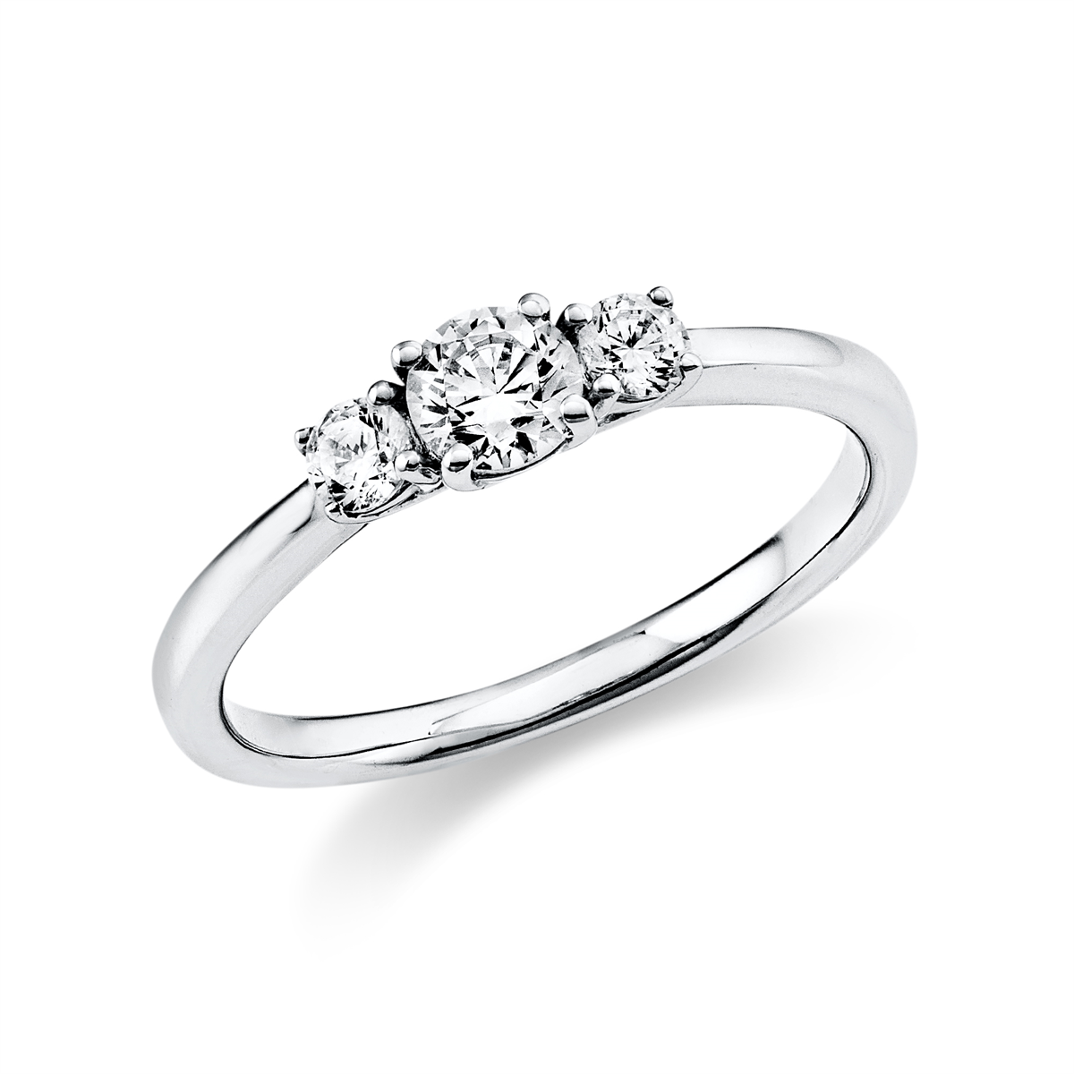 diamond full cut  solitaire with accent stones ring in white gold
