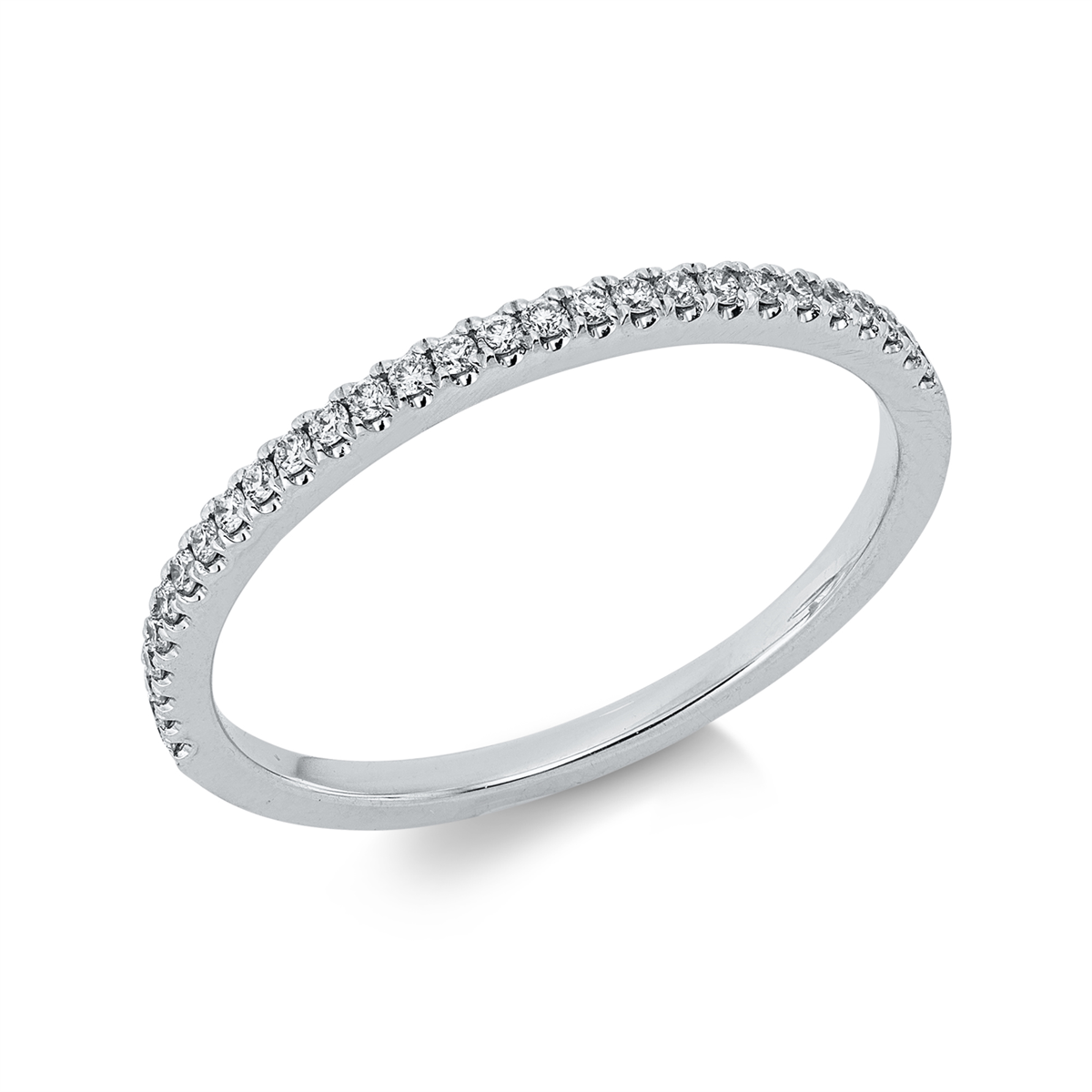 diamond full cut  eternity half ring in white gold