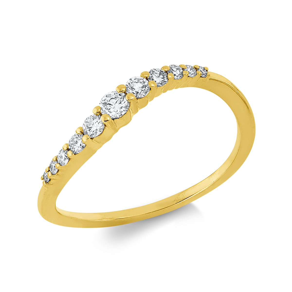 diamond full cut  modern woman ring in yellow gold