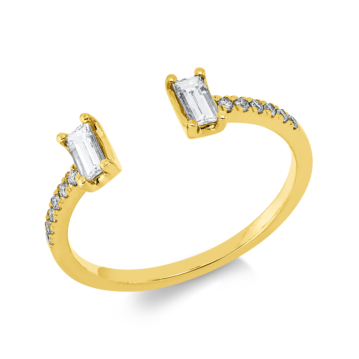 baguette  baguette ring in yellow gold