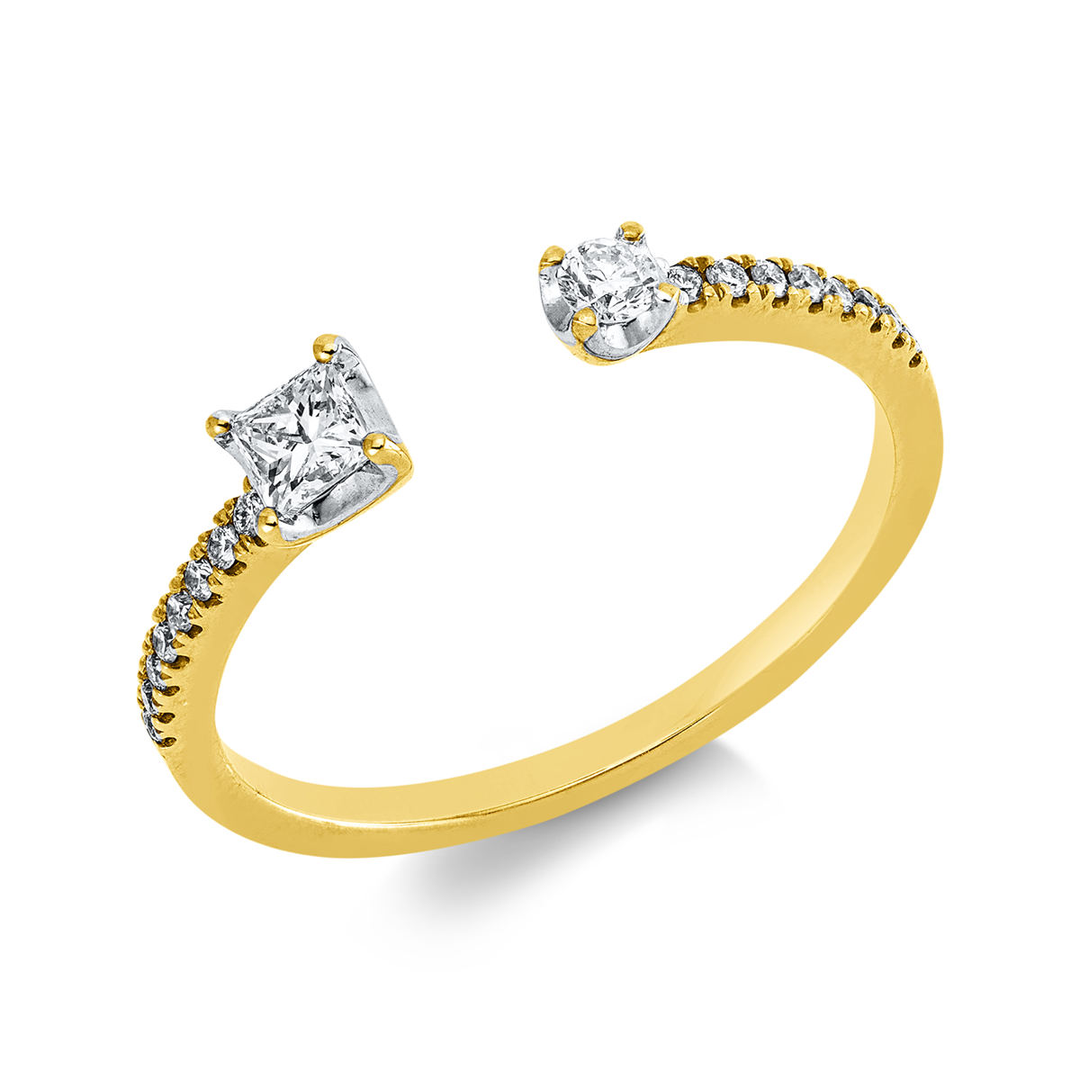princess  modern woman ring in yellow gold / white gold