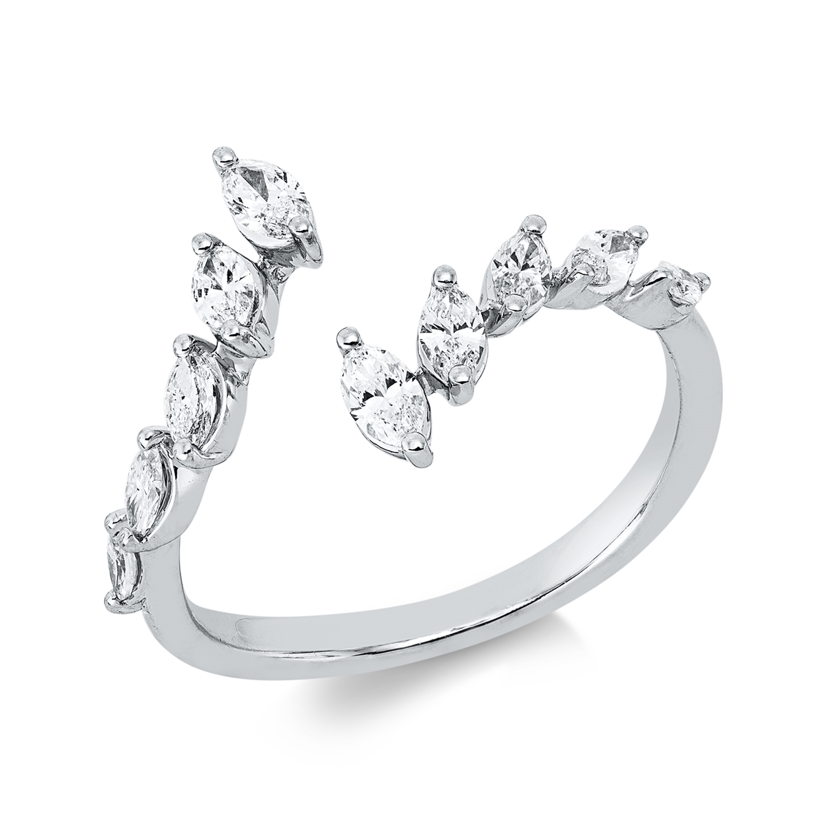 marquise  modern woman ring in white gold