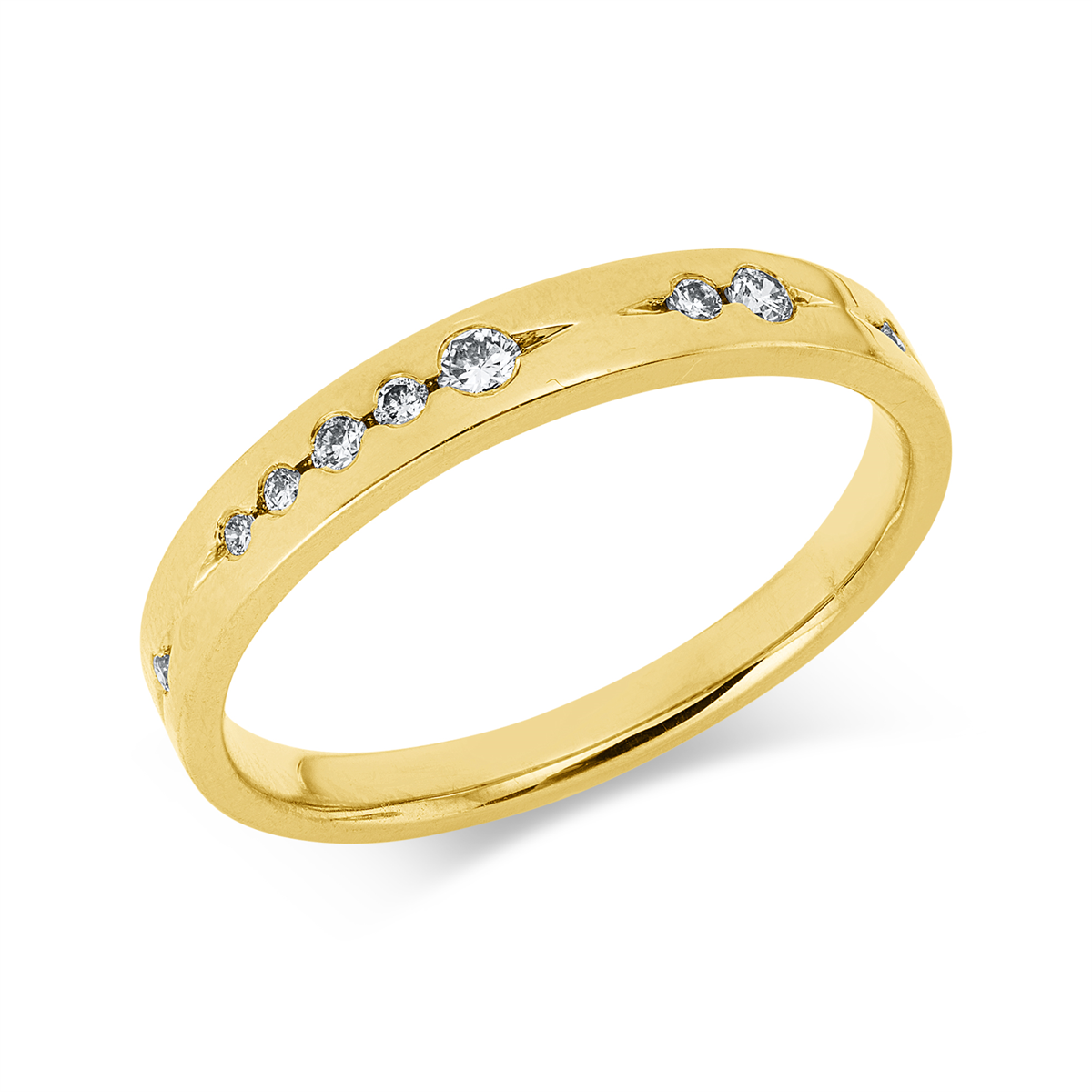 diamond full cut  modern woman ring in yellow gold