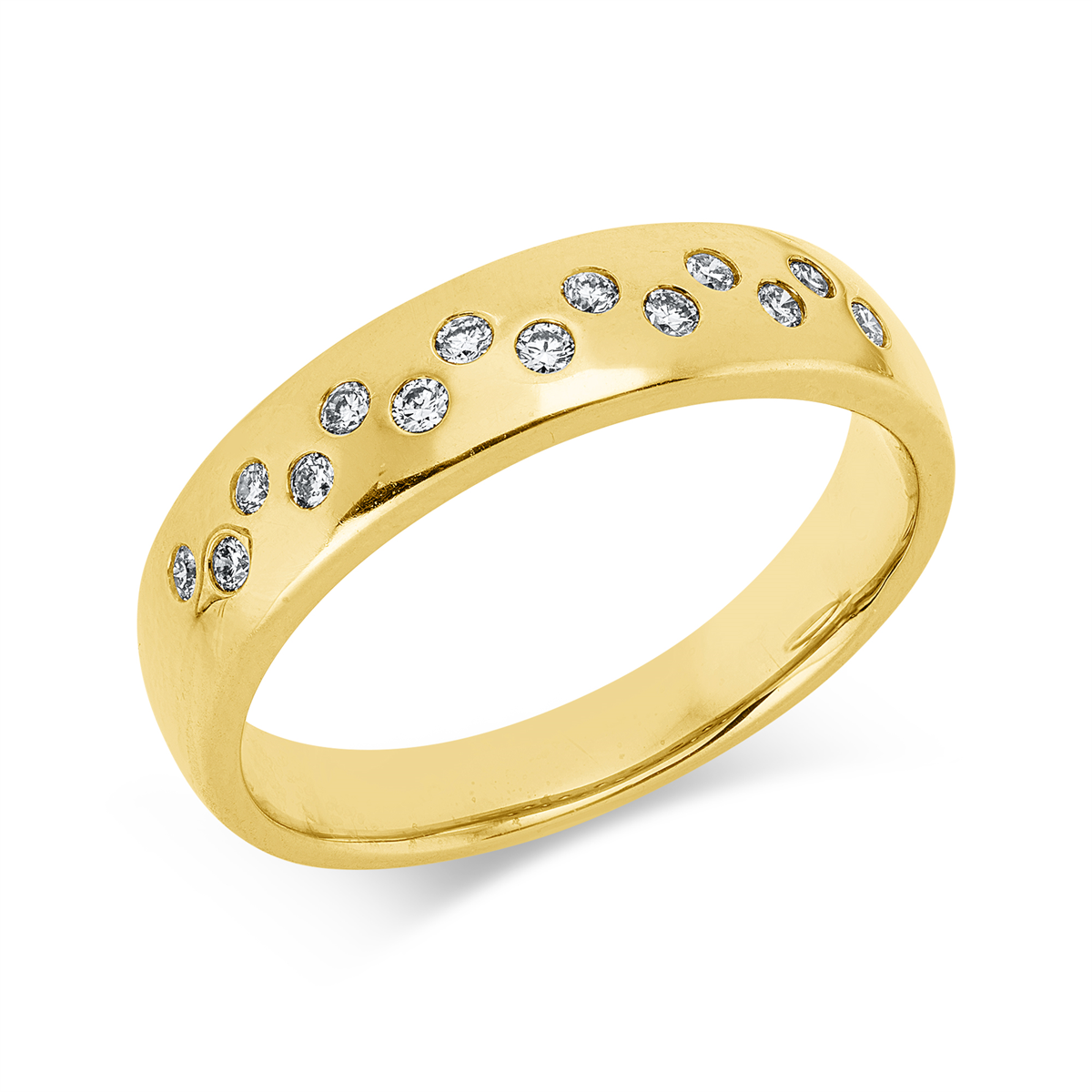 diamond full cut  modern woman ring in yellow gold