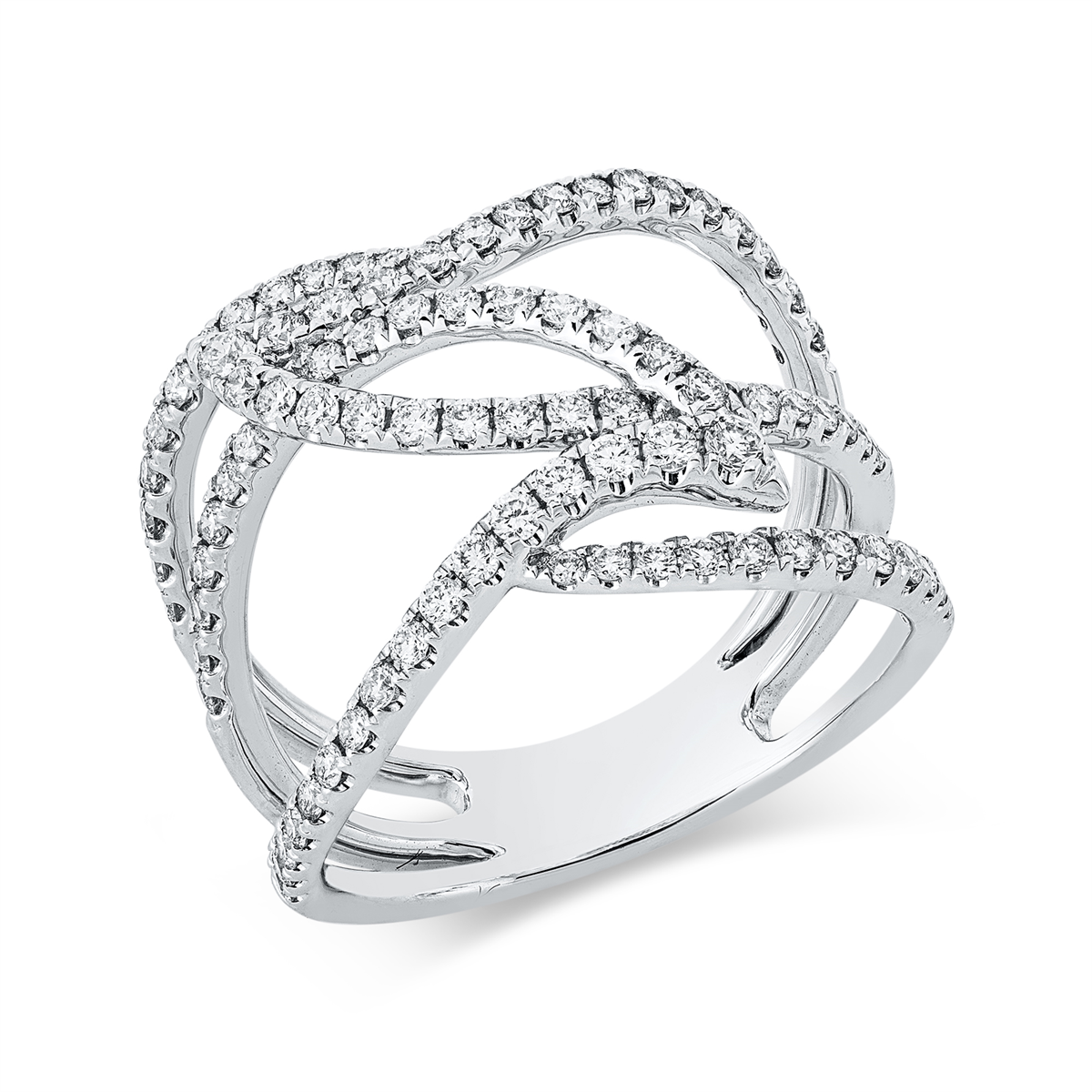 diamond full cut  modern woman ring in white gold