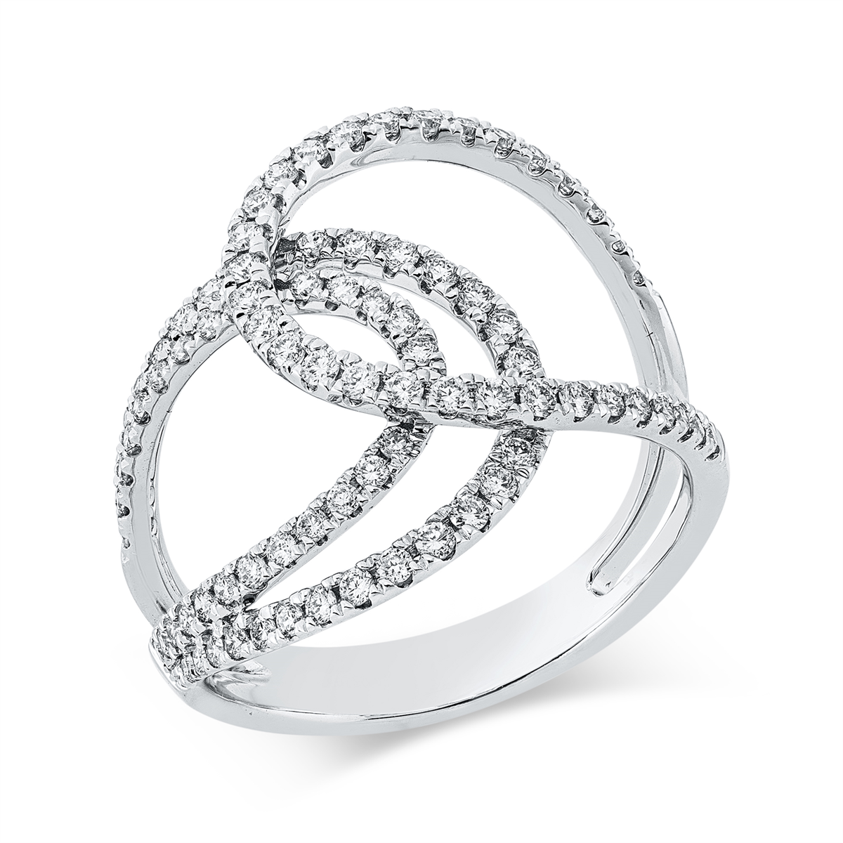diamond full cut  modern woman ring in white gold