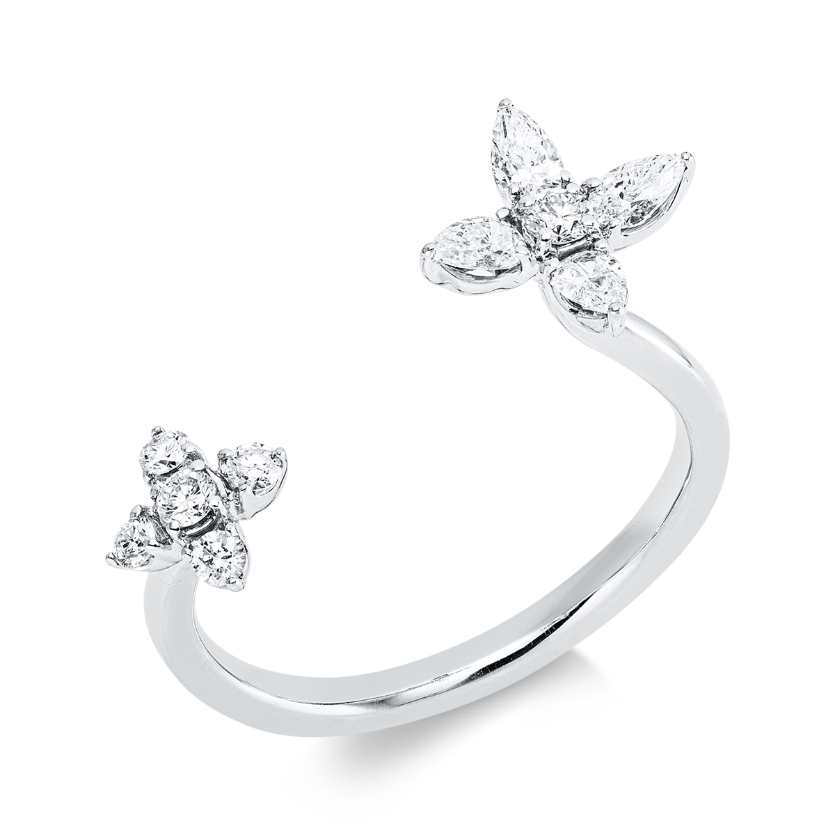 pear shape  modern woman ring in white gold