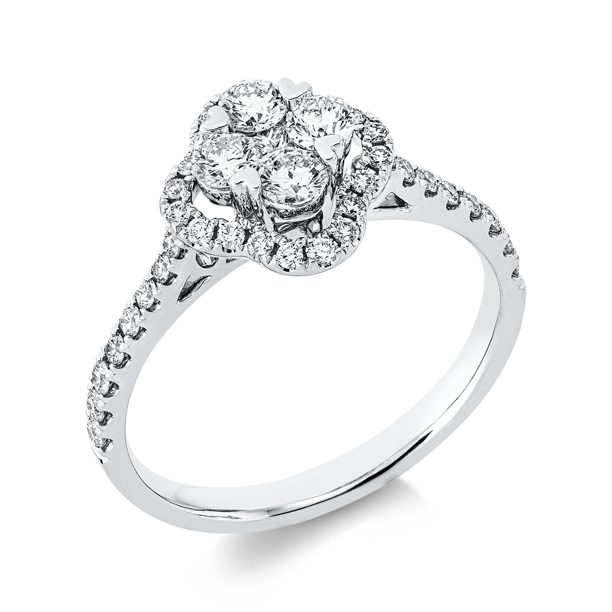 diamond full cut  modern woman ring in white gold
